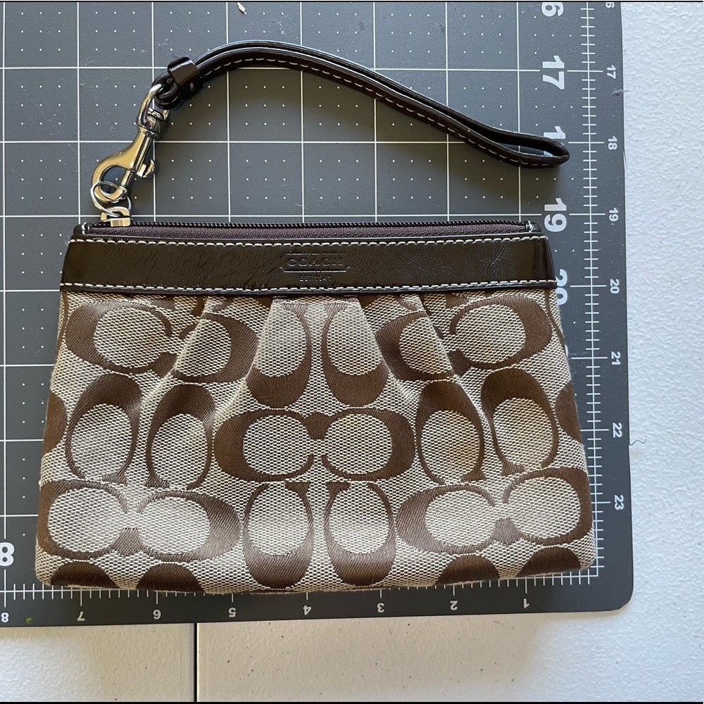Brown Signature Canvas Coach wristlet